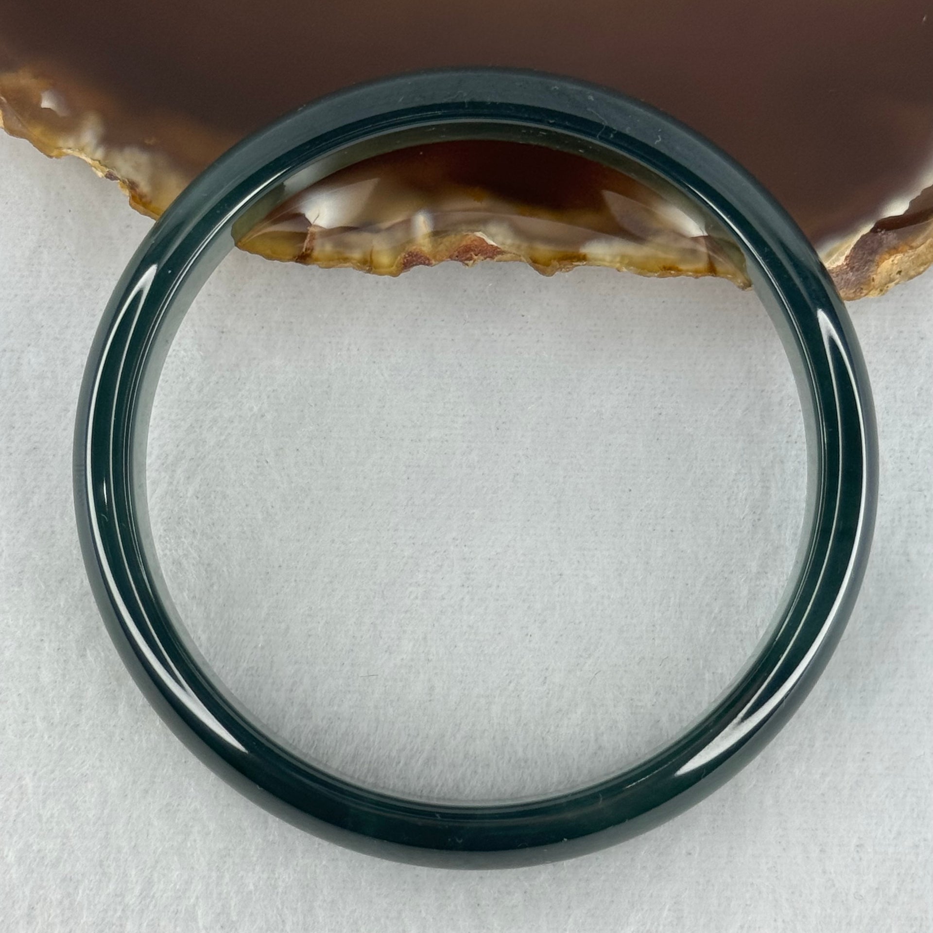 Good Grade Type A Icy Blueish Green Jadeite Bangle Internal Diameter 57.6mm 34.25g 10.7 by 6.8mm (Perfect) - Huangs Jadeite and Jewelry Pte Ltd