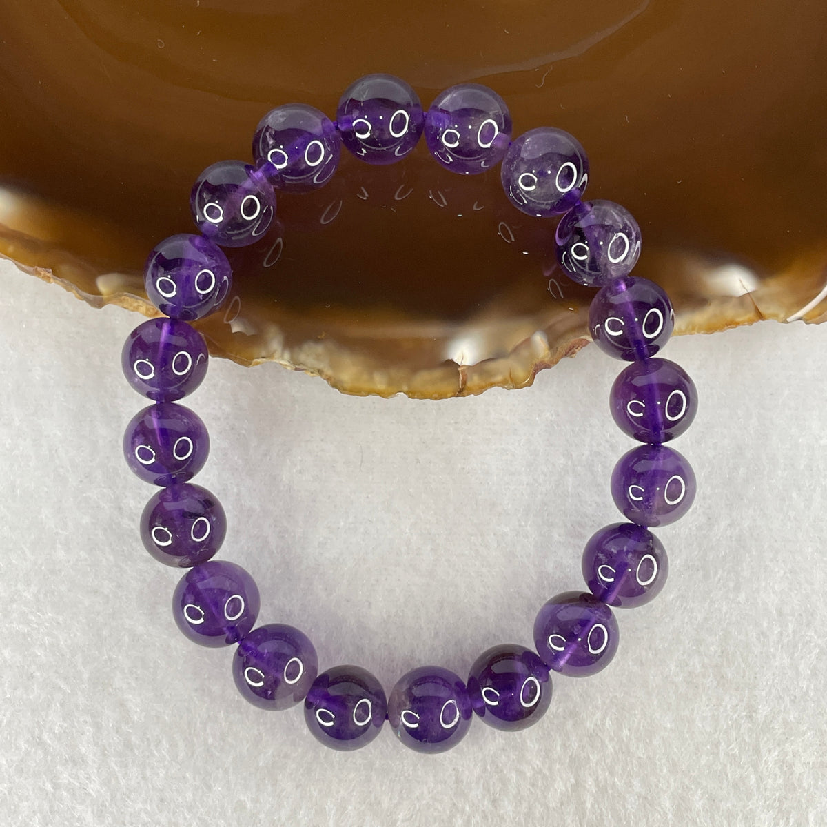 Natural Amethyst Beads Bracelet | 9.8mm Imperial Violet Wisdom Amulet (25.36g | 16cm Wrist | 20 Beads)