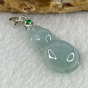 Natural Type A Semi Icy Lavender Jadeite Calabash Hulu Pendant in Stainless Steel Clasp 3.29g 26.8 by 13.9 by 5.7mm - Huangs Jadeite and Jewelry Pte Ltd