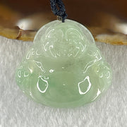 Type A Natural Semi Icy Light Green Jadeite Milo Buddha Pendant 8.03g 28.1 by 30.6 by 6.9mm - Huangs Jadeite and Jewelry Pte Ltd