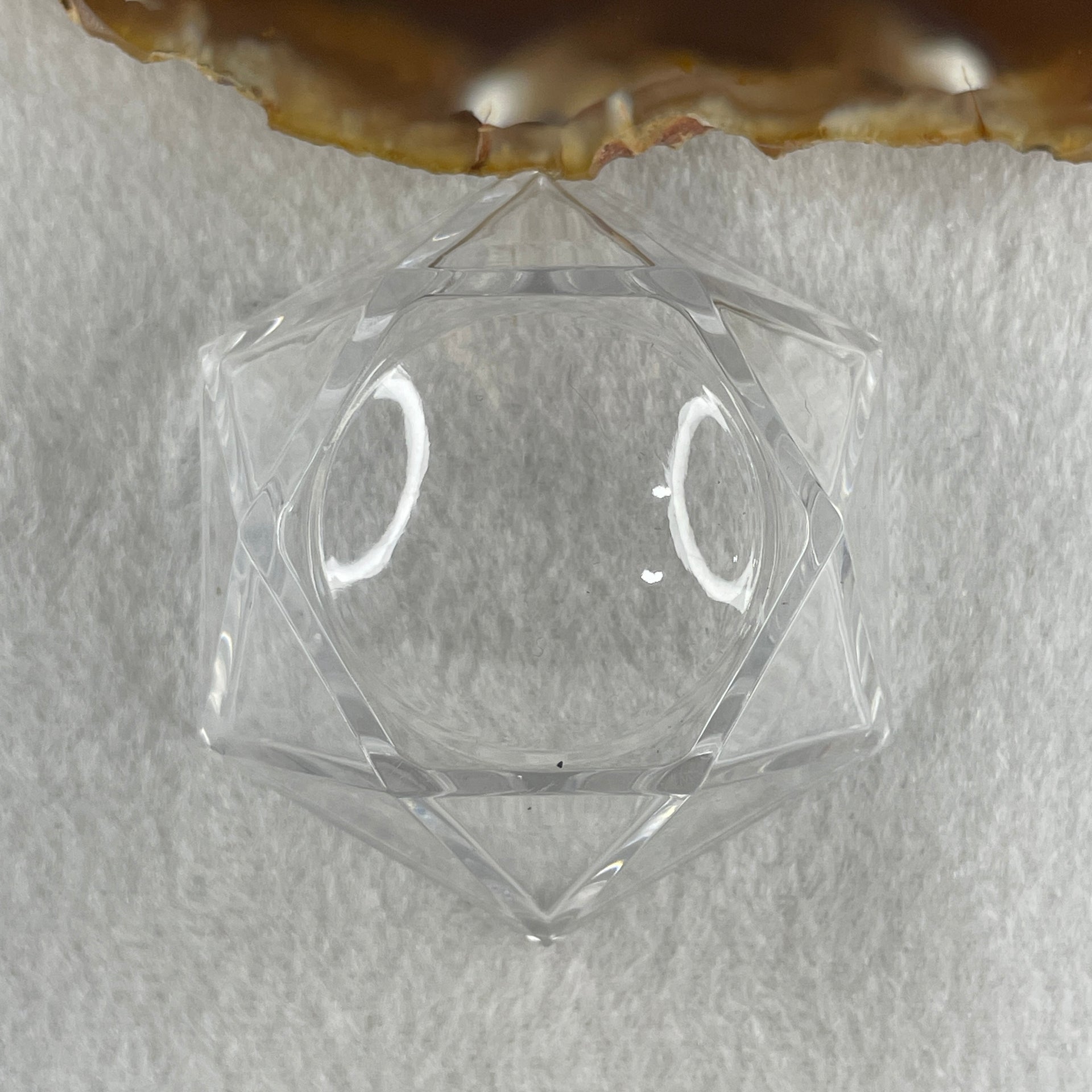 Natural Blue Calcite Ball with Clear Acrylic Display 662.31g 76.5 by 94.5mm - Huangs Jadeite and Jewelry Pte Ltd