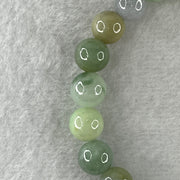 Natural Type A Multi Tone Green with Yellow and Lavender Jadeite Round Shape Beads Bracelet 31.76g 16cm 9.9mm 21 Beads - Huangs Jadeite and Jewelry Pte Ltd