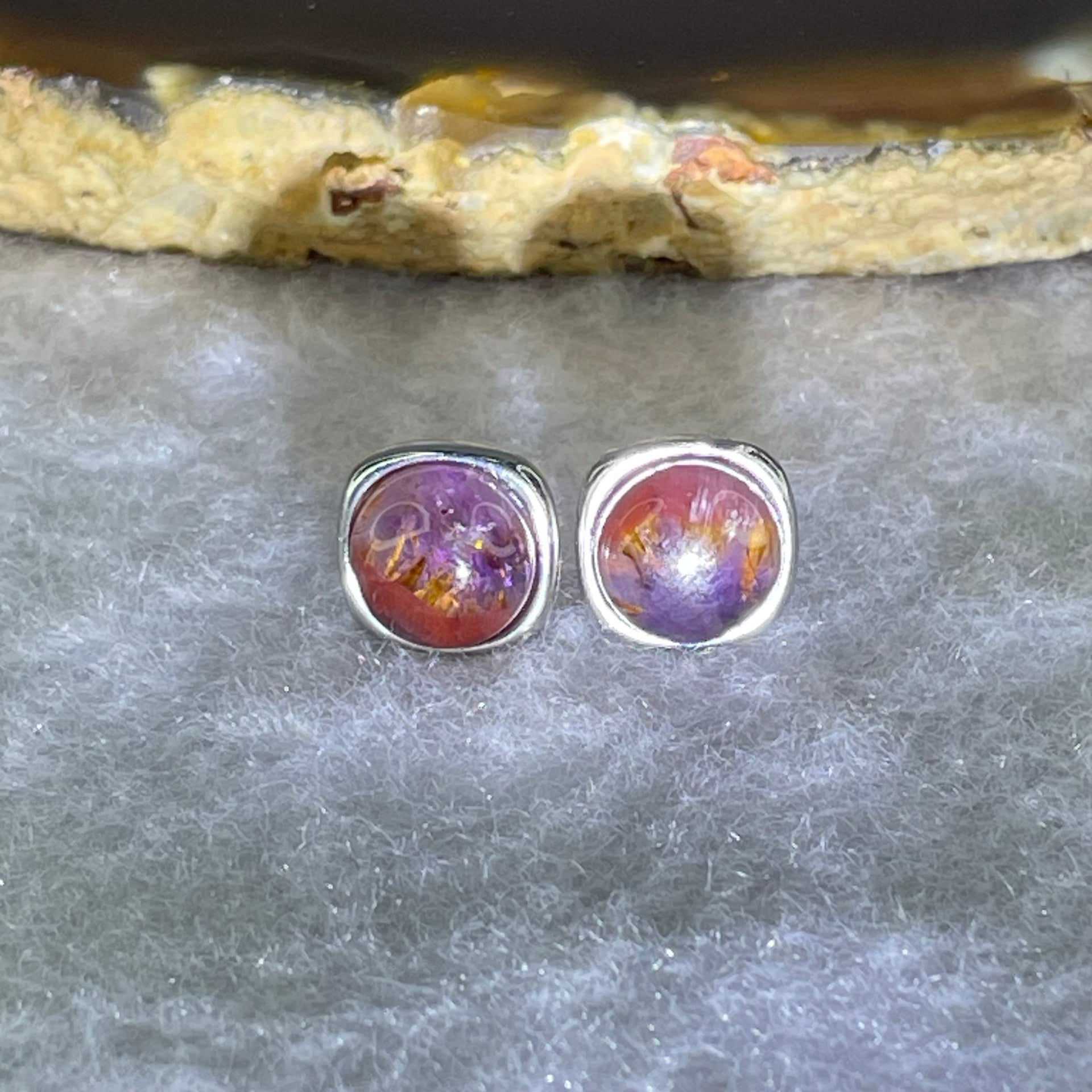 Good Grade Natural Auralite 23 S925 Silver Earrings 2.20g 7.9 by 4.0mm - Huangs Jadeite and Jewelry Pte Ltd