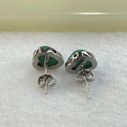 Natural Green Malachite in S925 Sliver Earrings Pair 2.45g 8.0 by 7.4 by 4.0mm - Huangs Jadeite and Jewelry Pte Ltd