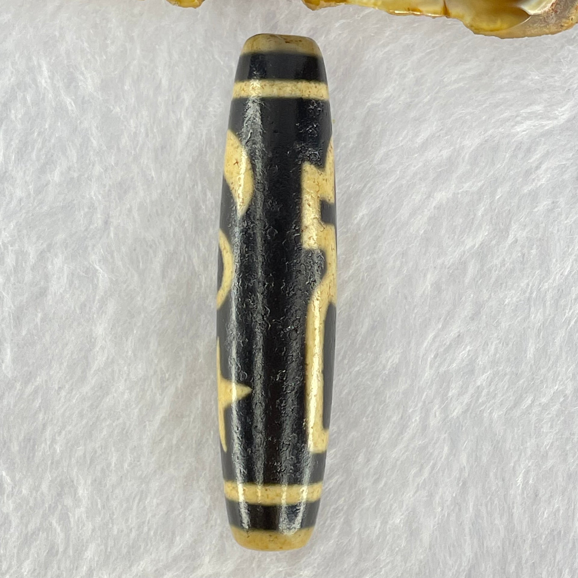 Natural Powerful Tibetan Old Oily Agate Cai Shen with Moon Sun Star Dzi Bead Heavenly Master (Tian Zhu) 财神长天珠 16.88g 58.3 by 13.6mm - Huangs Jadeite and Jewelry Pte Ltd