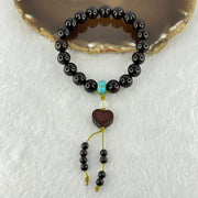 Natural Zitan Wood Beads with Turquoise Bracelet 15.30g 17cm 10.3mm 19 Beads - Huangs Jadeite and Jewelry Pte Ltd