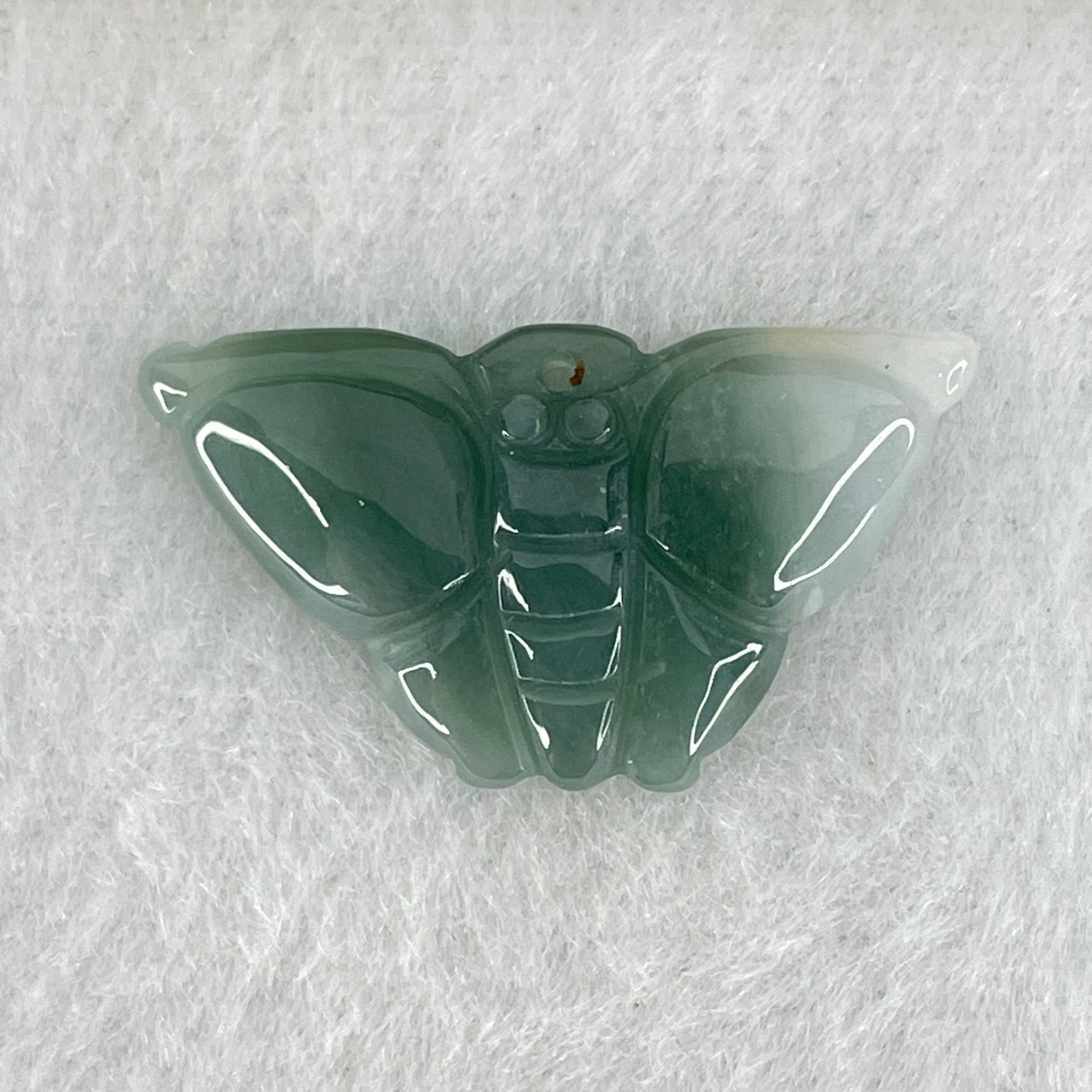 Type A Icy Blueish Green to White Jadeite Butterfly Pendant 3.27g 29.5 by 16.3 by 4.2mm - Huangs Jadeite and Jewelry Pte Ltd