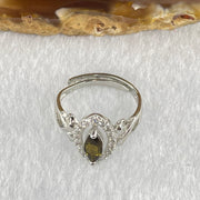 Natural Smoky Quartz with Crystals In S925 Sliver Ring (Adjustable Size) 1.89g 8.6 by 3.7mm - Huangs Jadeite and Jewelry Pte Ltd