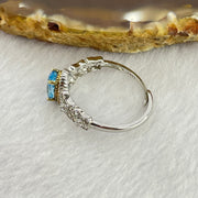 Blue Cubic Zirconia with Crystals in S925 Sliver Ring (Adjustable Size) 1.81g 6.5 by 5.0 by 3.5mm - Huangs Jadeite and Jewelry Pte Ltd