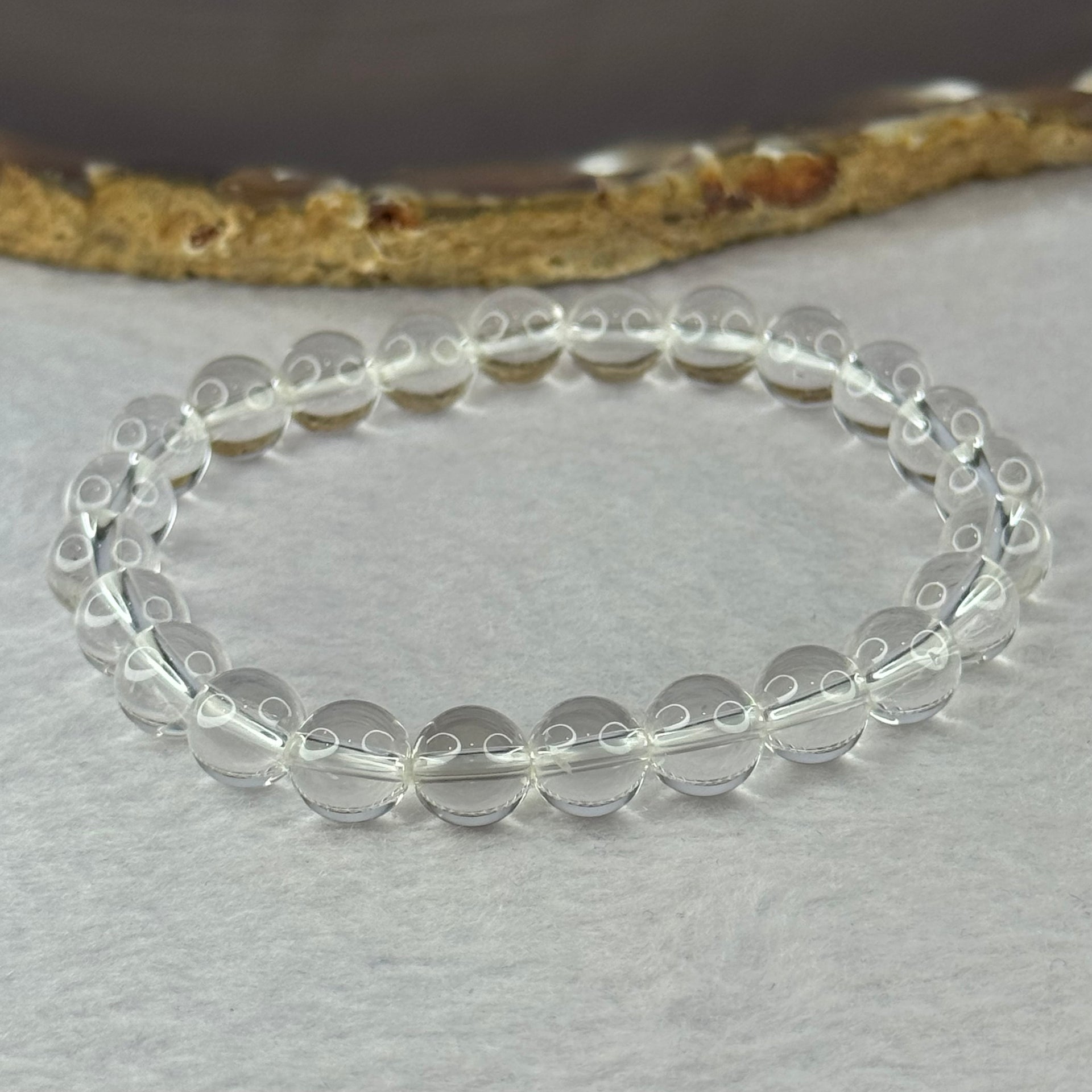 Natural Clear Quartz Bracelet 天然白水晶手链 18.61g 16.5cm 8.4mm 24 Beads - Huangs Jadeite and Jewelry Pte Ltd