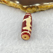 Natural Powerful Tibetan Old Oily Red and Yellowish White Agate Guan Yin Dzi Bead Heavenly Master (Tian Zhu) 观音天诛 8.24g 39.4 by 11.6mm - Huangs Jadeite and Jewelry Pte Ltd