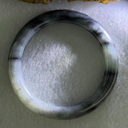 Type A Faint Green and Greyish Black Piao Hua Jadeite Bangle Internal Diameter 50.9mm 35.22g 8.6 by 8.4mm (Very Slight Internal Lines) - Huangs Jadeite and Jewelry Pte Ltd
