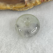 Type A Semi Icy Light Green With Wuji Grey Spots Jadeite Ping An Kou Donut Pendant 2.37g 13.6 by 6.1mm - Huangs Jadeite and Jewelry Pte Ltd