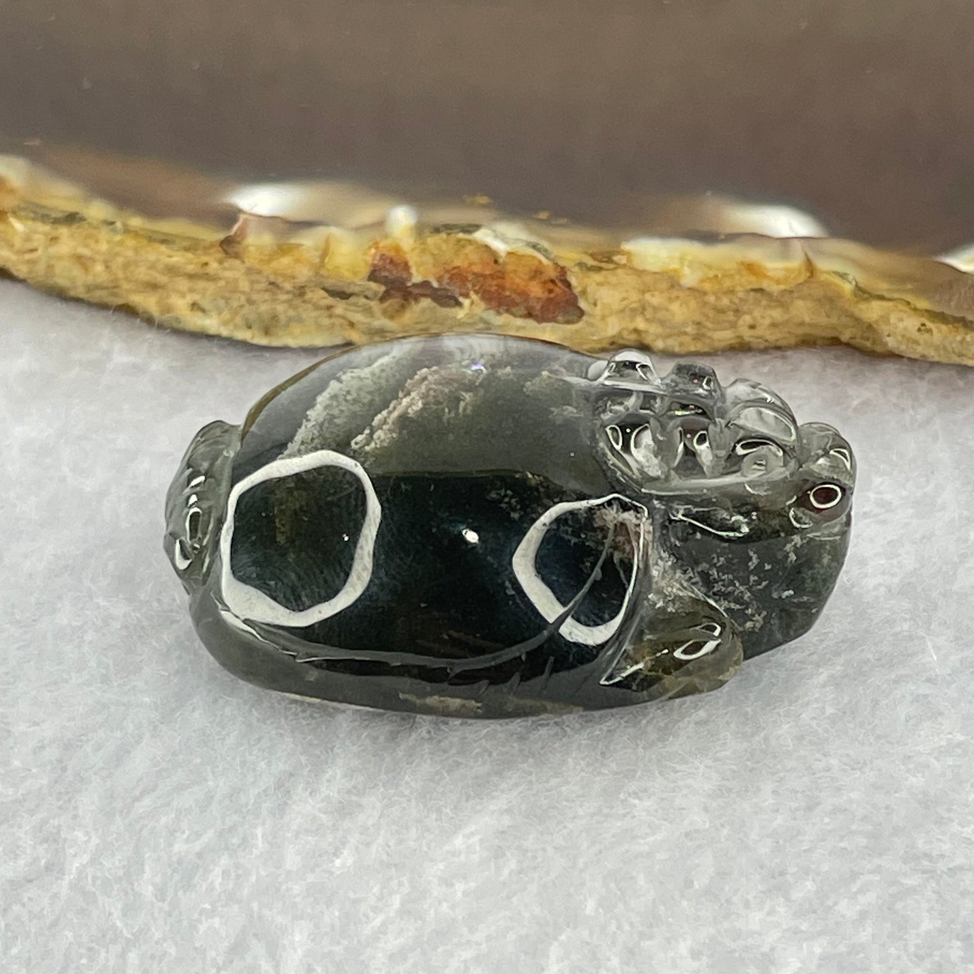 Unique Mountain Natural Green Phantom Quartz Dragon Tortoise Pendant 26.10g 39.2 by 30.3 by 16.7mm - Huangs Jadeite and Jewelry Pte Ltd