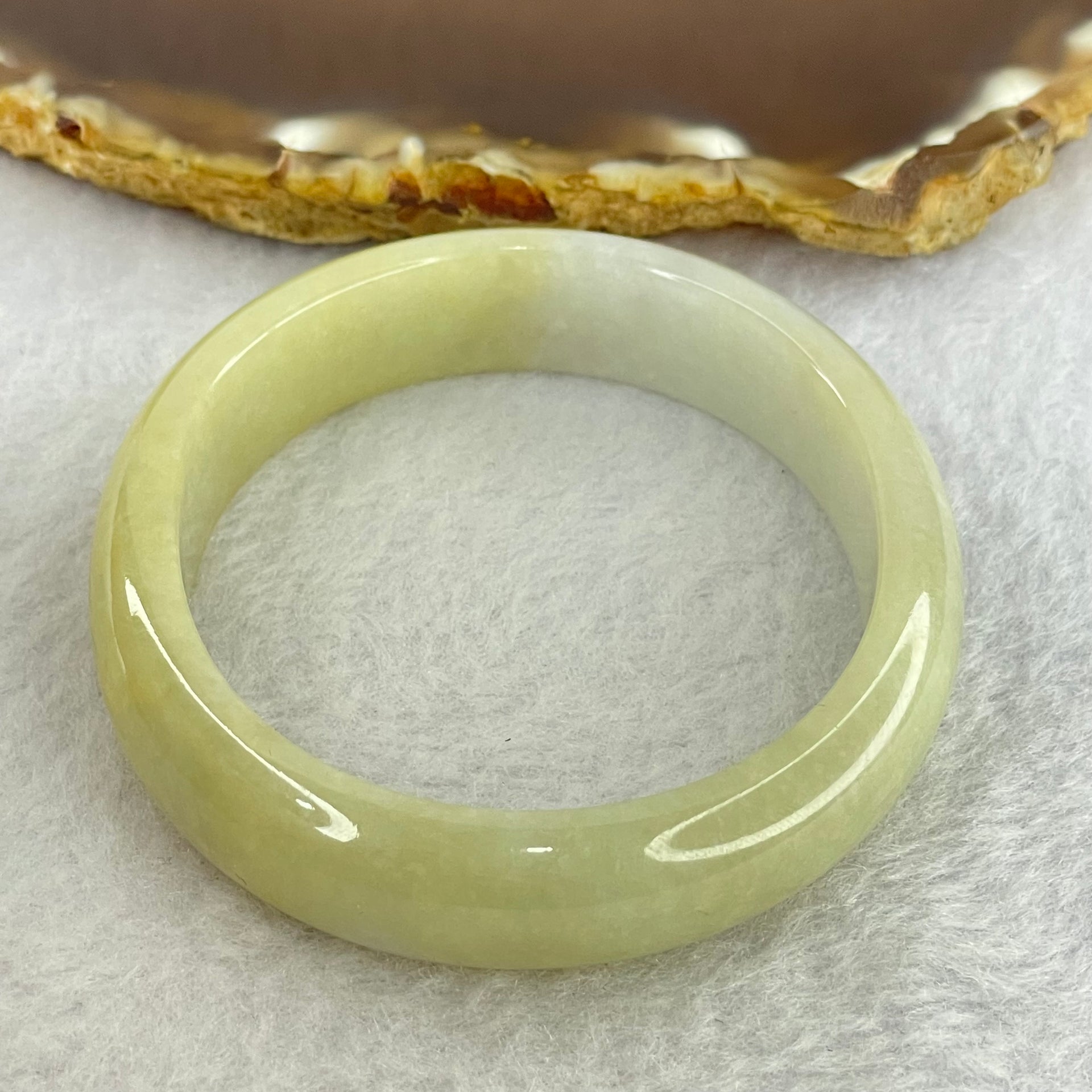 Type A Yellowish Green and Lavender Jadeite Bangle Internal Diameter 41.52g 55.1mm 12.8 by 6.8mm - Huangs Jadeite and Jewelry Pte Ltd