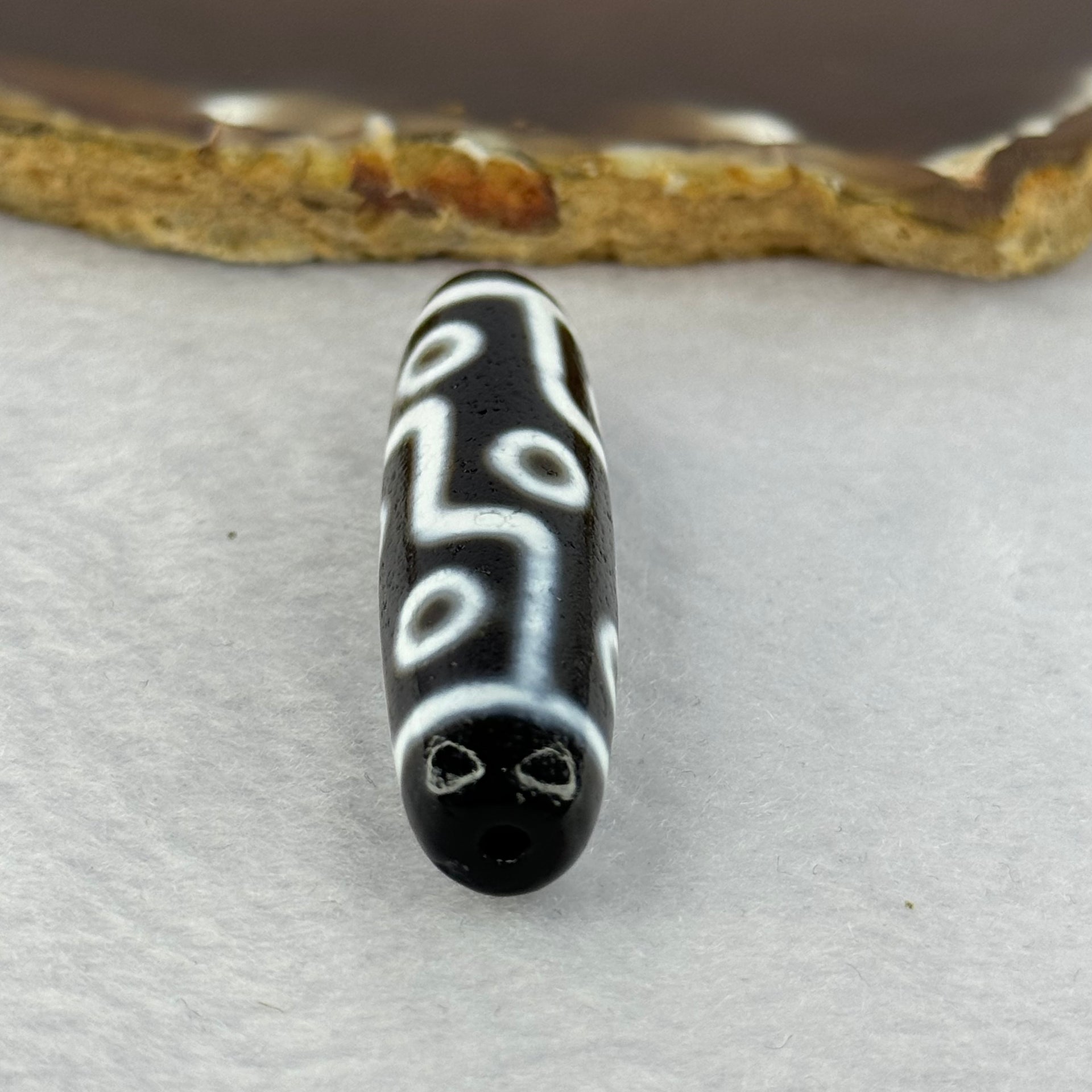 Natural Powerful Tibetan Old Oily Agate 9 Eyes Dzi Bead Heavenly Master (Tian Zhu) 九眼天诛 13.45g 48.4 by 12.7mm - Huangs Jadeite and Jewelry Pte Ltd