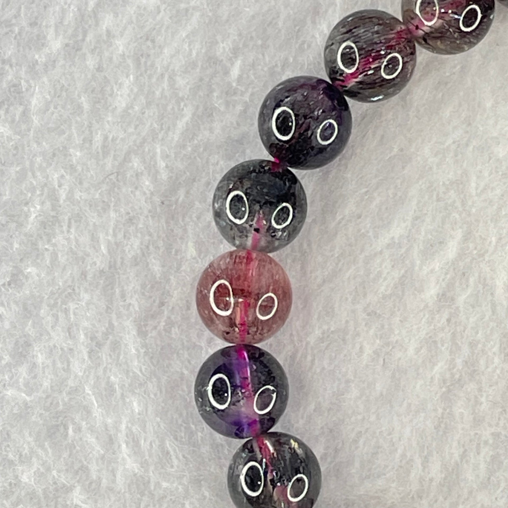 Good Grade Blackcurrant Super 7 Beads Bracelet 18.43g 16.5cm 8.4mm 24 Beads - Huangs Jadeite and Jewelry Pte Ltd