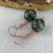 Natural Green Seraphinite Bead Earring 5.81g 12.0mm - Huangs Jadeite and Jewelry Pte Ltd