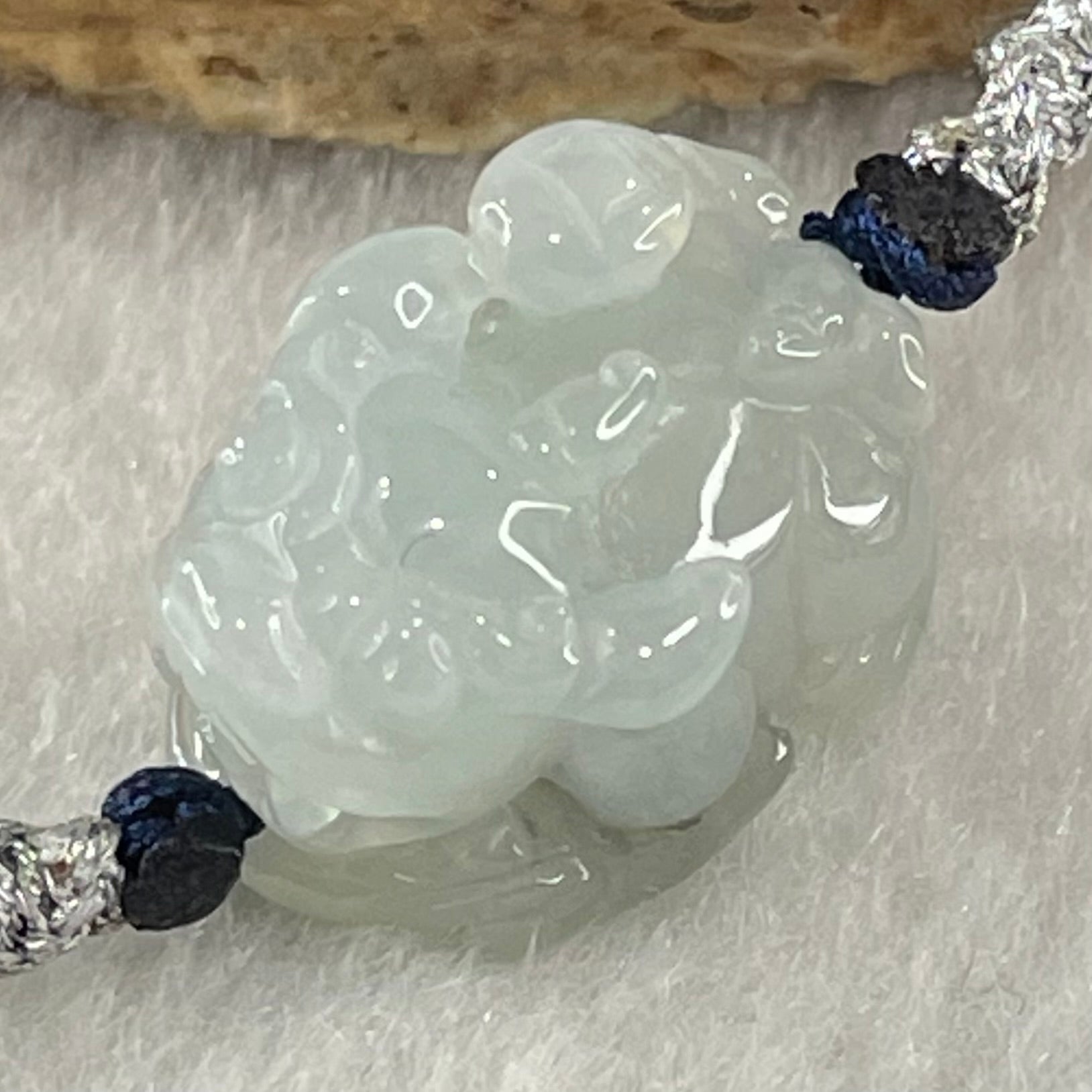 Type A Faint Lavender with Wuji Black Grey Jadeite Male Pixiu String Bracelet 5.37g 13cm 18.0 by 12.2 by 10.6mm - Huangs Jadeite and Jewelry Pte Ltd