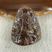 Type A Dark Brown and Blueish Green Jadeite Double Sided Shan Shui Gui Ren Benefactor Pendant 42.63g 43.2 by 36.0 by 20.2mm - Huangs Jadeite and Jewelry Pte Ltd