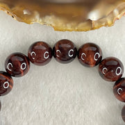 Natural Red Tiger's Eye Quartz Beads Bracelet 29.32g 16cm 10.4mm 19 Beads - Huangs Jadeite and Jewelry Pte Ltd