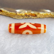Natural Powerful Tibetan Old Oily Orange Red White Agate Patina Guiren Tairen Human Dzi Bead Totem Amulet Heavenly Master (Tian Zhu) 贵人天诛 7.99g 37.9 by 11.6mm - Huangs Jadeite and Jewelry Pte Ltd