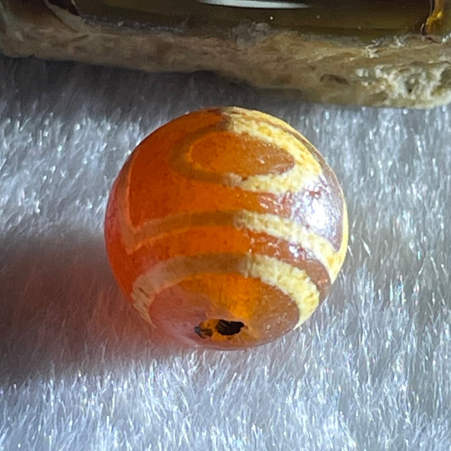 Natural Powerful Tibetan Old Oily Agate 1 Eye With Mountain Support Dzi Bead Heavenly Master (Tian Zhu) 一眼靠天珠 1.50g 10.1 by 10.4mm - Huangs Jadeite and Jewelry Pte Ltd