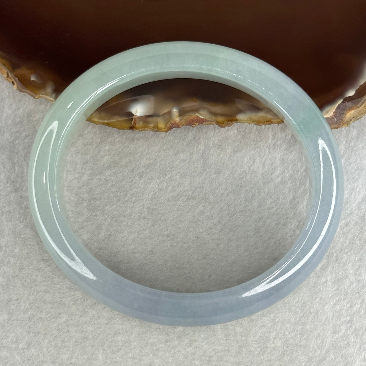 Type A Jelly Faint Green Faint Lavender Jadeite Oval Bangle 48.77g Inner Diameter 57.7mm 12.1 by 8.0mm with NGI Cert No. 32888362 (Internal Line) - Huangs Jadeite and Jewelry Pte Ltd