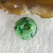 Natural Type A Lao Keng Old Mine Green with Light Green Jadeite Flora Carving Bead Charm 1.44g 11.4mm - Huangs Jadeite and Jewelry Pte Ltd