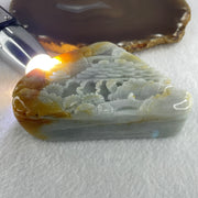 Natural Type A Light Green with Faint Lavender with Yellow Jadeite Shan Shui Scenic with Gui Ren Benefactor Display 355.47g 71.4 by 95.6 by 25.9mm - Huangs Jadeite and Jewelry Pte Ltd