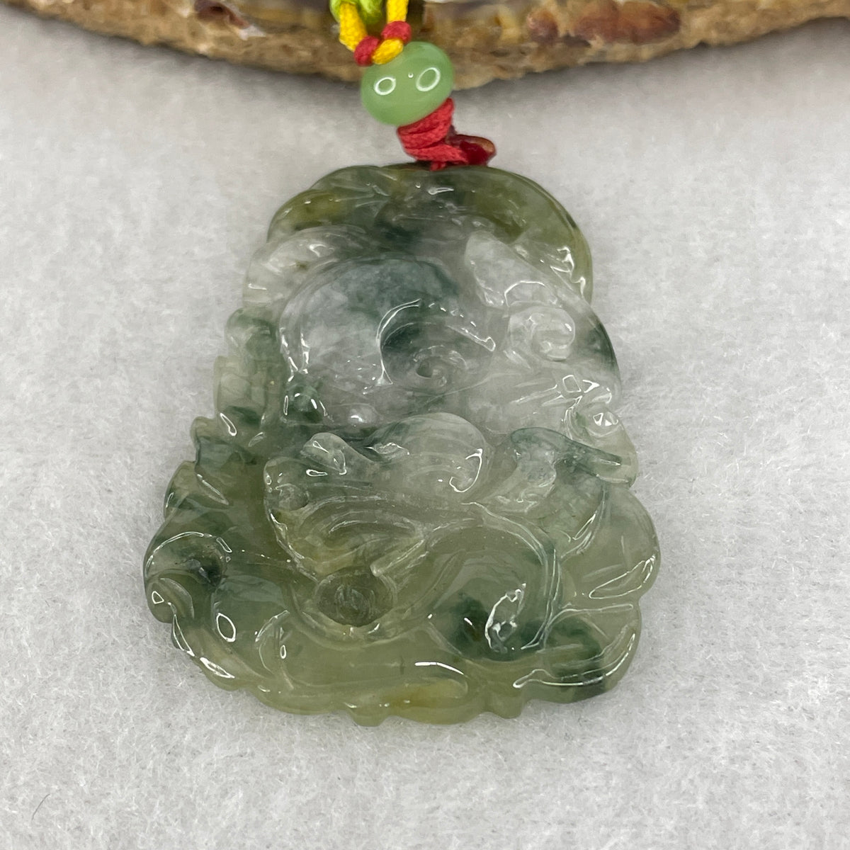 Natural Type A Semi-Icy Green Jadeite Dragon Ruyi Pendant | Imperial Authority & Wish Fulfillment (19.18g | Dark Green Piao Hua | 51.4x35.3x5.8mm)