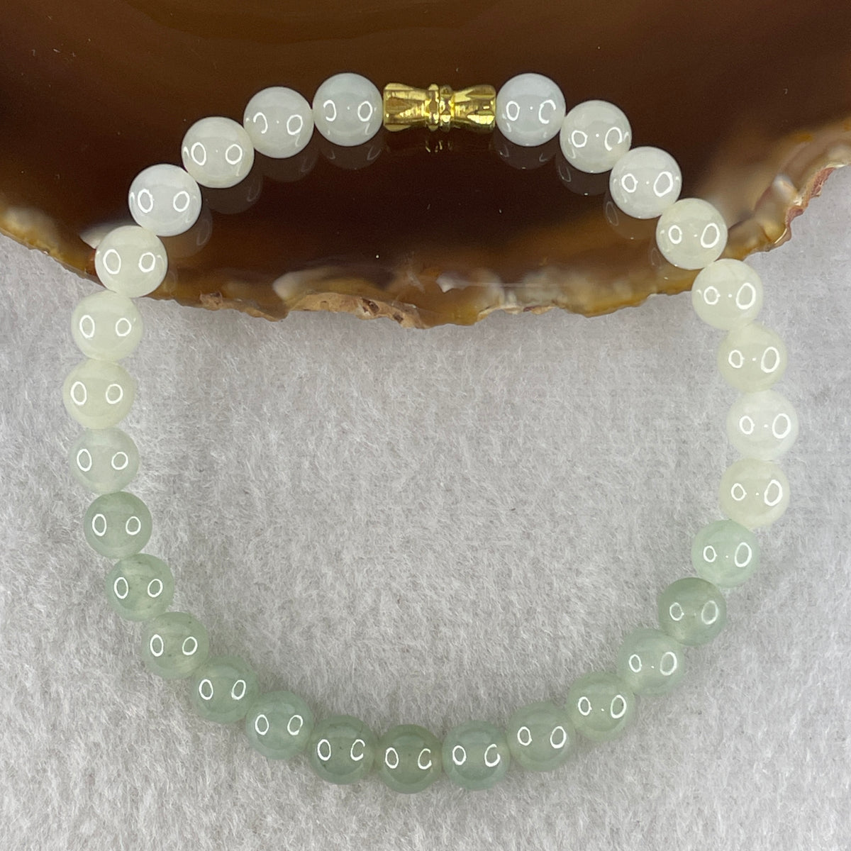 Natural Type A Semi Icy Light Green & Lavender Jadeite Beads Bracelet | (16.63g | 18.0cm | 7.0mm x 29 Beads | Synergy, "Zi Qi Dong Lai" Noble Benefactor Magnet & Feng Shui Prosperity Catalyst)