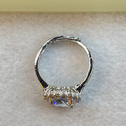 Moissanite with Crystals in Sliver Colour Ring 4.19g 10.0 by 6.0mm - Huangs Jadeite and Jewelry Pte Ltd