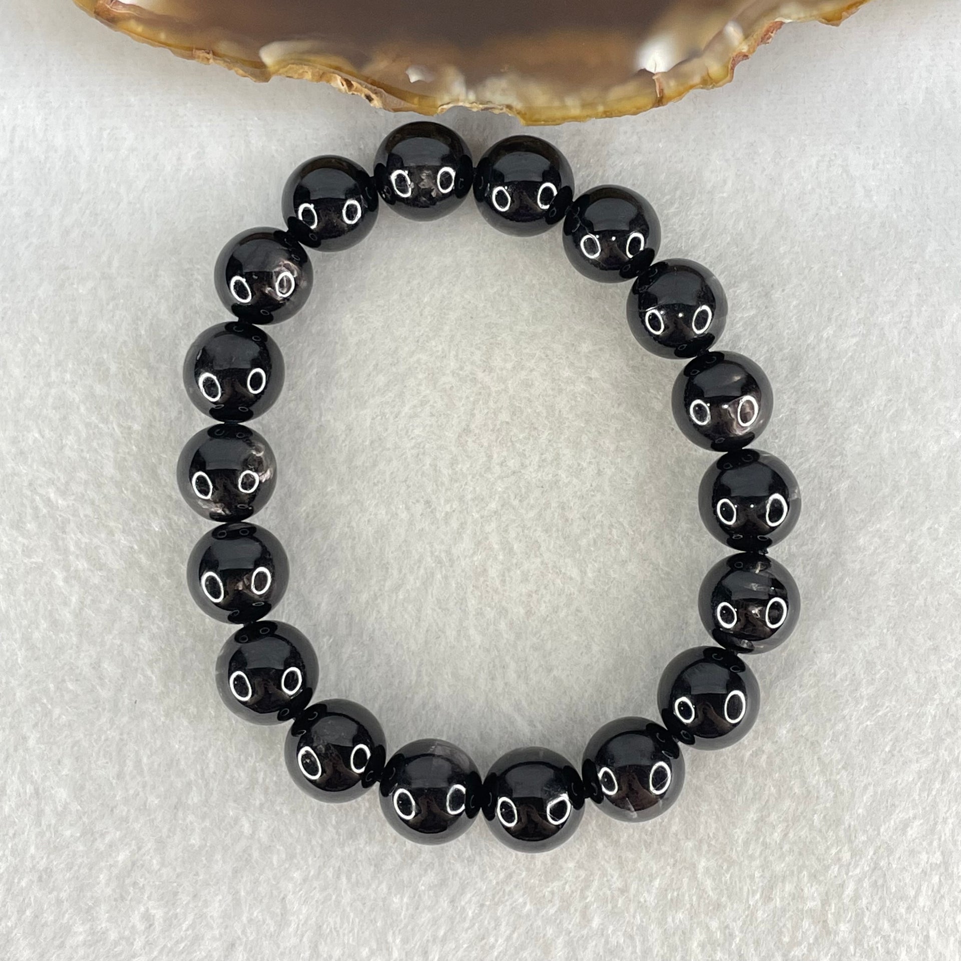 Good Grade Natural Hypersthene Beads Bracelet 45.58g 17.5mm 11.3mm 18 Beads - Huangs Jadeite and Jewelry Pte Ltd