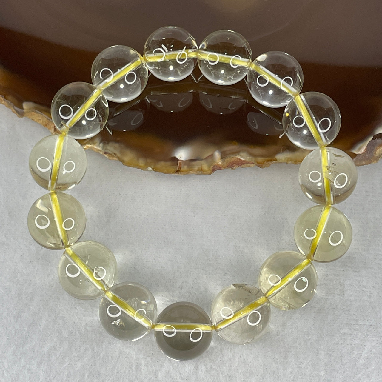 Wealth-Activating Natural Citrine Quartz Beads Bracelet | 100% Untreated Abundance Gemstone Stretch Bracelet (58.91g | 14.3mm Beads | 15 Beads | 16.5cm)