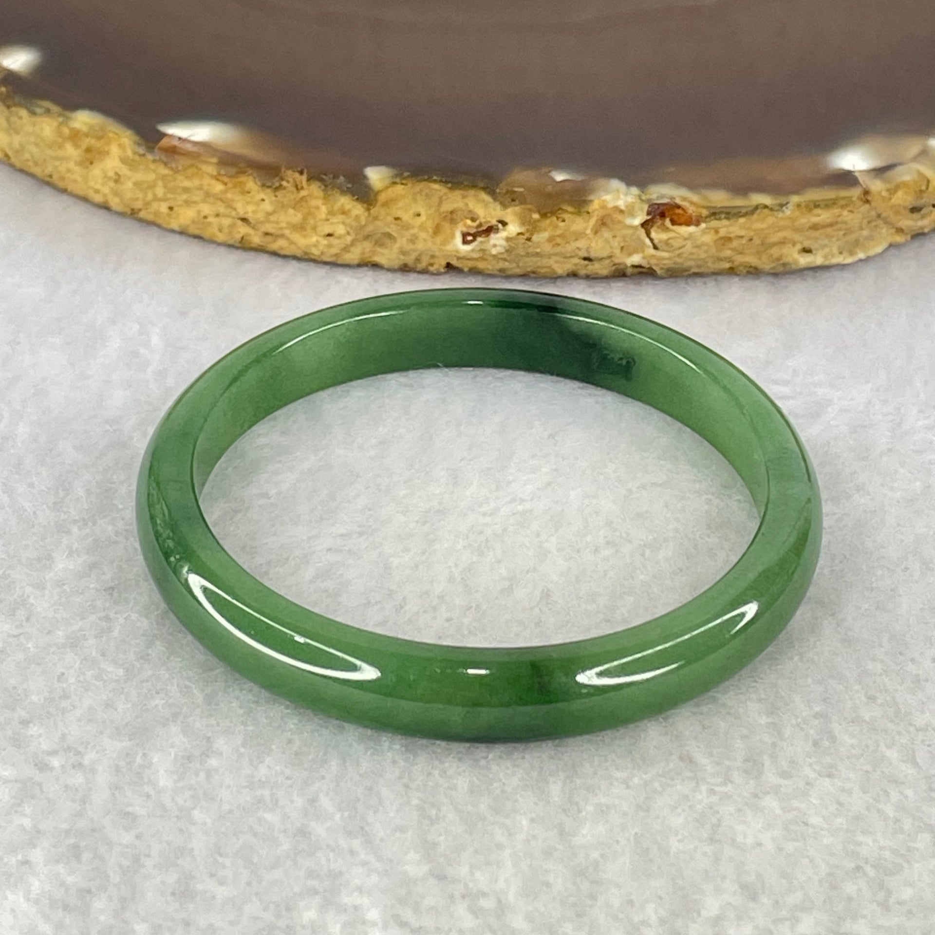Type A Green Jadeite Baby Bangle Internal Diameter 44.5mm 14.69g 7.3 by 4.9mm (Internal Lines) - Huangs Jadeite and Jewelry Pte Ltd