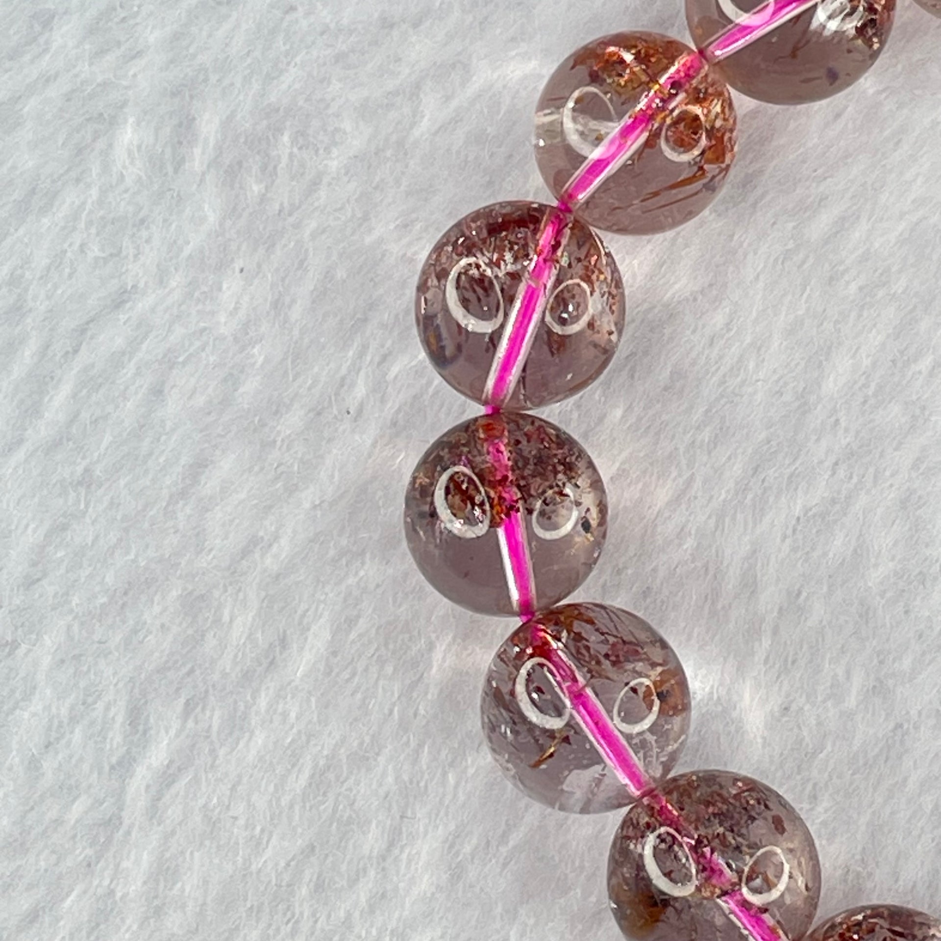 Good Grade Natural Strawberry Quartz Beads Bracelet 28.73g 15cm 10.9mm 17 Beads - Huangs Jadeite and Jewelry Pte Ltd