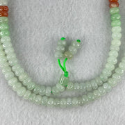 Type A Light Green Apple Green and Red Jadeite Beads Necklace 45.64g 64cm 5.8mm 181 + 6 Beads - Huangs Jadeite and Jewelry Pte Ltd