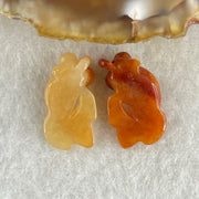 Natural Type A Yellow and Red Jadeite Pair Gold Fish Charm each 0.97g 16.9 by 9.4 by 5.5mm and 1.21g 17.0 by 9.8 by 5.7mm - Huangs Jadeite and Jewelry Pte Ltd