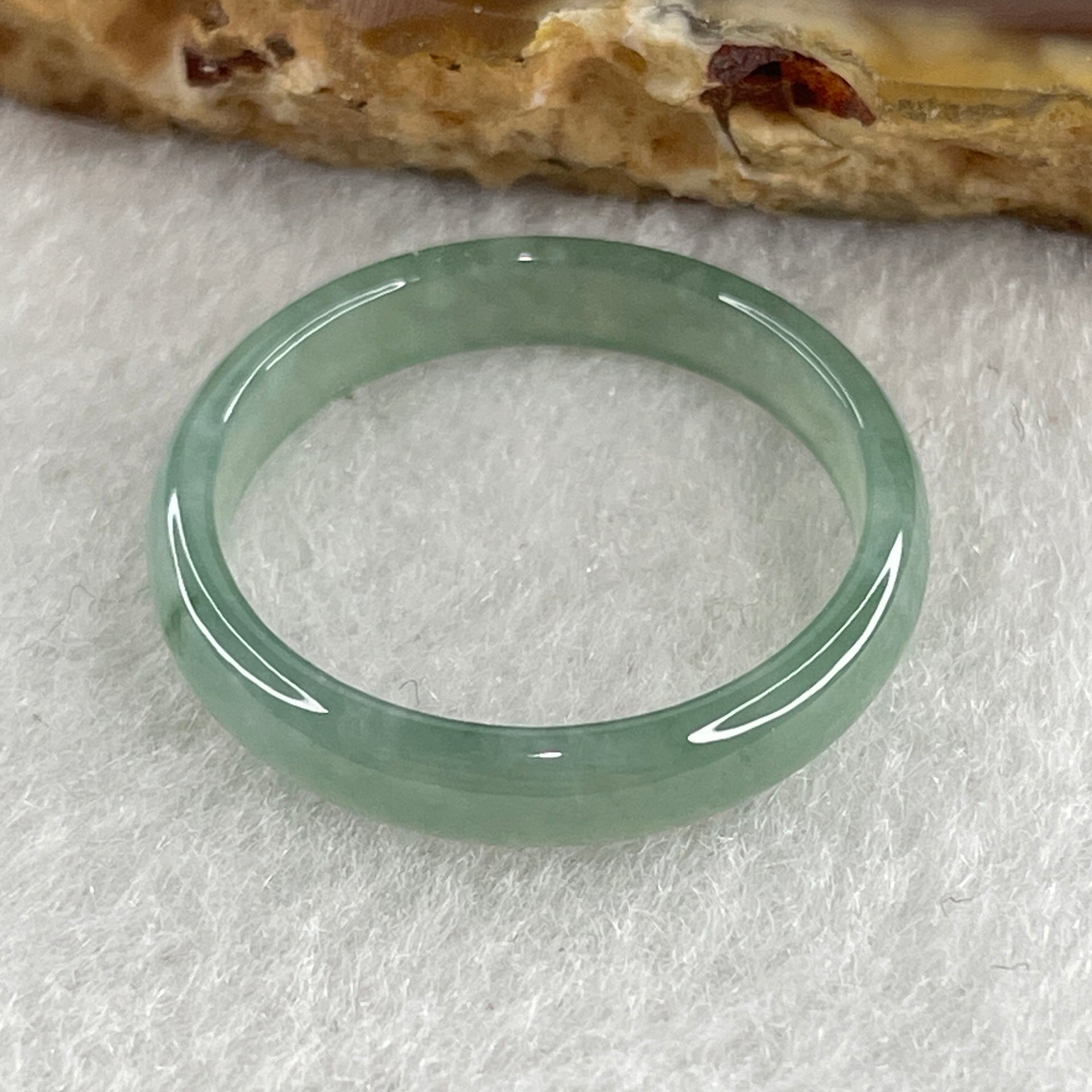 Certified Natural Type A Semi Icy Green Jadeite Ring 1.27g 3.7 by 2.1mm US 7.5 HK 16.5 (Perfect) - Huangs Jadeite and Jewelry Pte Ltd