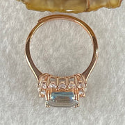 Natural Aquamarine with Crystals in S925 Sliver Rose Gold Color Ring (Adjustable Size) 2.90g 8.7 by 8.2 by 3.0mm - Huangs Jadeite and Jewelry Pte Ltd