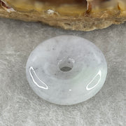 Natural Type A Wuji Grey with Green Patches Jadeite Ping An Kou Pendant | Peace Disc Talisman (2.45g | 15.5 x 4.9mm) - Huangs Jadeite and Jewelry Pte Ltd