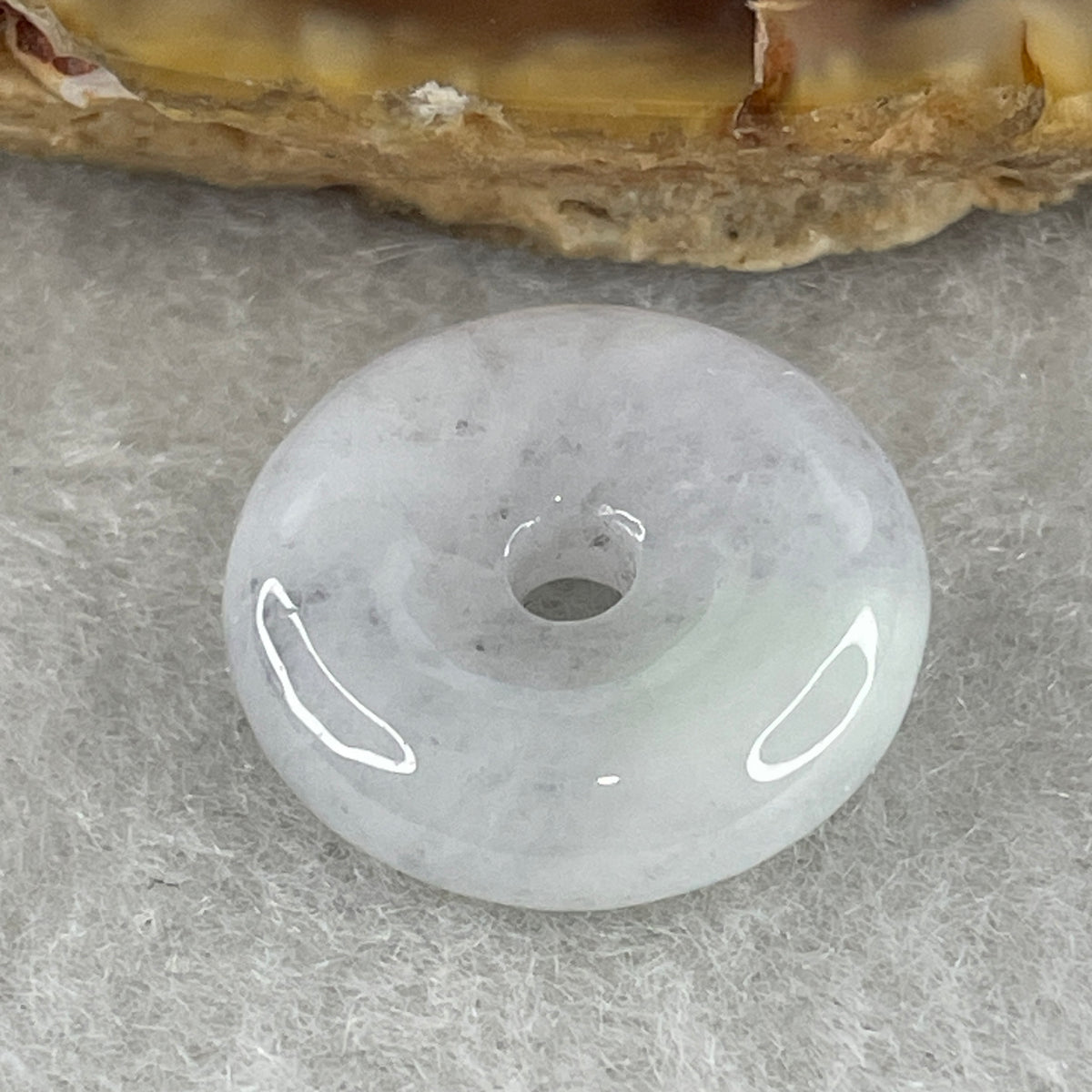 Natural Type A Wuji Grey with Green Patches Jadeite Ping An Kou Pendant | Peace Disc Talisman (2.45g | 15.5 x 4.9mm) - Huangs Jadeite and Jewelry Pte Ltd