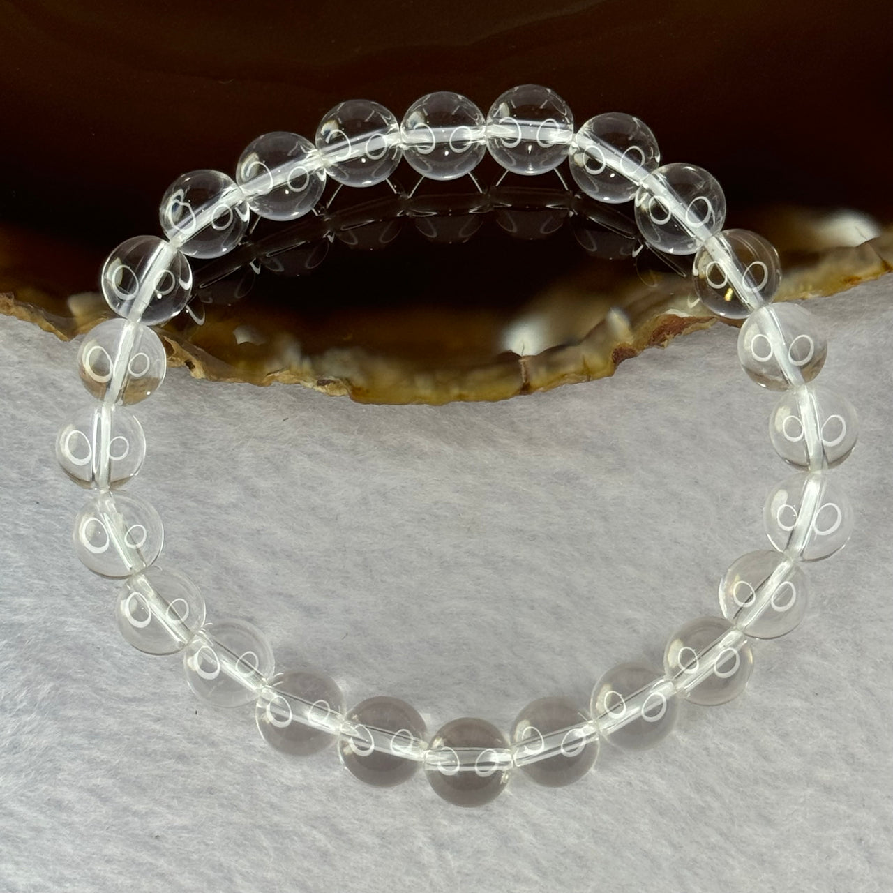 Natural Clear Quartz Bracelet 天然白水晶手链 18.55g 16.5cm 8.4mm 24 Beads - Huangs Jadeite and Jewelry Pte Ltd