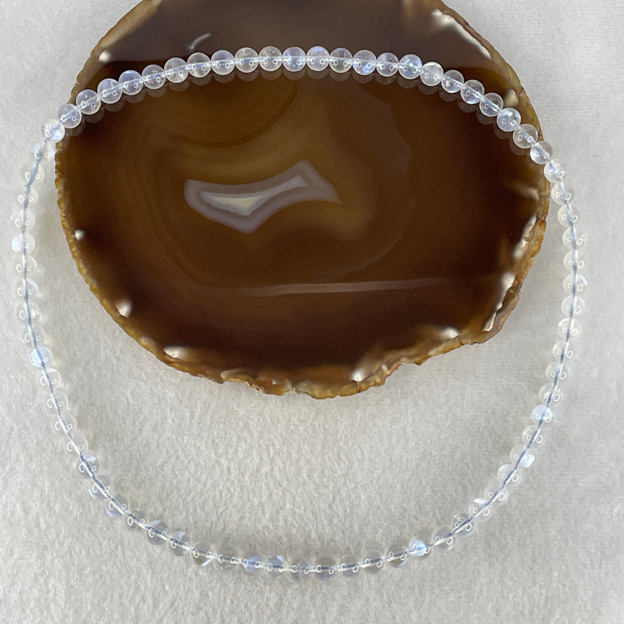 Very Good Grade Natural Blue Moonstone Beads Necklace | 7.8mm Celestial Schiller (45.46g | 52cm Length | 73 Beads)