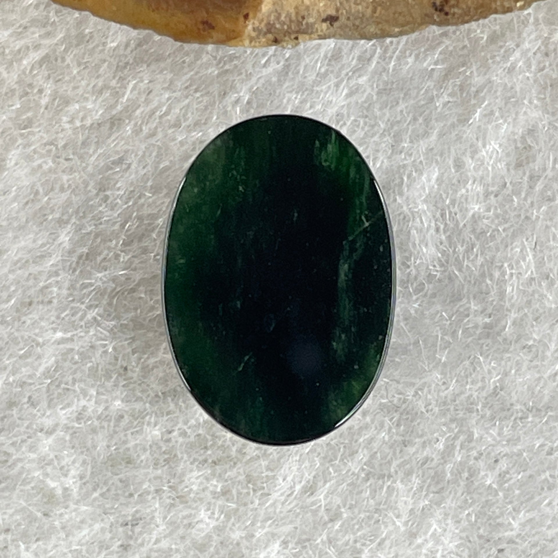 Type A Translucent Black Omphacite Jadeite Round Cabouchon Stone For Setting 1.23g 12.2 by 8.7 by 5.6mm - Huangs Jadeite and Jewelry Pte Ltd