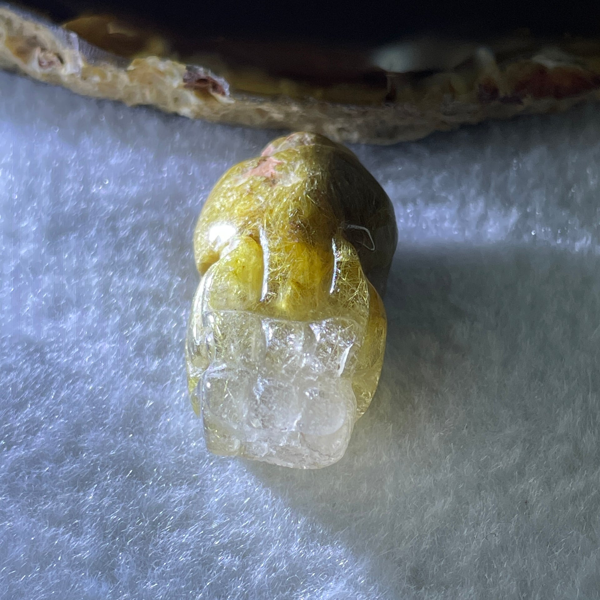 Natural Golden Rutilated Quartz Pixiu Charm 14.72g 35.0 by 18.1 by 14.6mm - Huangs Jadeite and Jewelry Pte Ltd