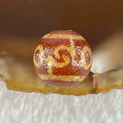 Natural Powerful Tibetan Old Oily Agate 3 Eyed Dharma Vajra Dzi Bead Heavenly Master (Tian Zhu) 三眼金刚杵天珠 1.33g 9.7 by 10.0mm - Huangs Jadeite and Jewelry Pte Ltd