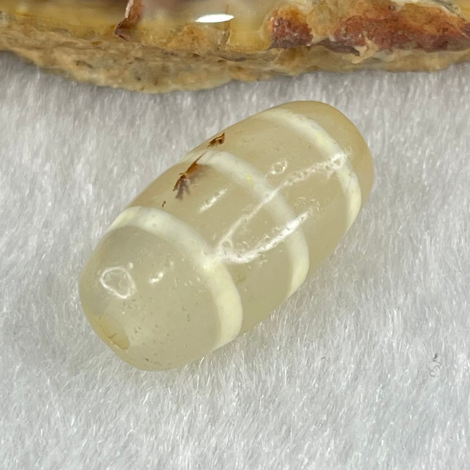 Natural Powerful Tibetan Old Oily Agate 3-Lines Dzi Bead Heavenly Master (Tian Zhu) 三行天诛 3.20g 19.8 by 10.4mm - Huangs Jadeite and Jewelry Pte Ltd