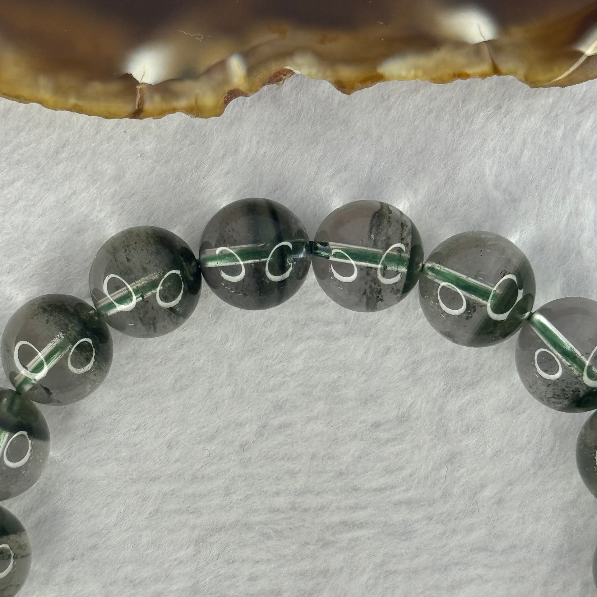 Very Good Grade Natural Green Phantom Quartz Beads Bracelet 39.25g 18cm 11.6mm 18 Beads - Huangs Jadeite and Jewelry Pte Ltd